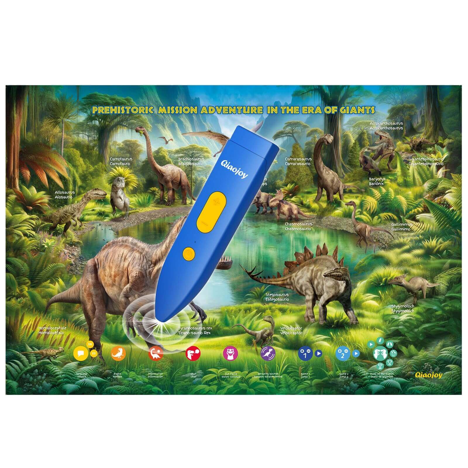 Qiaojoy Bilingual Interactiv Dinosaur Poster