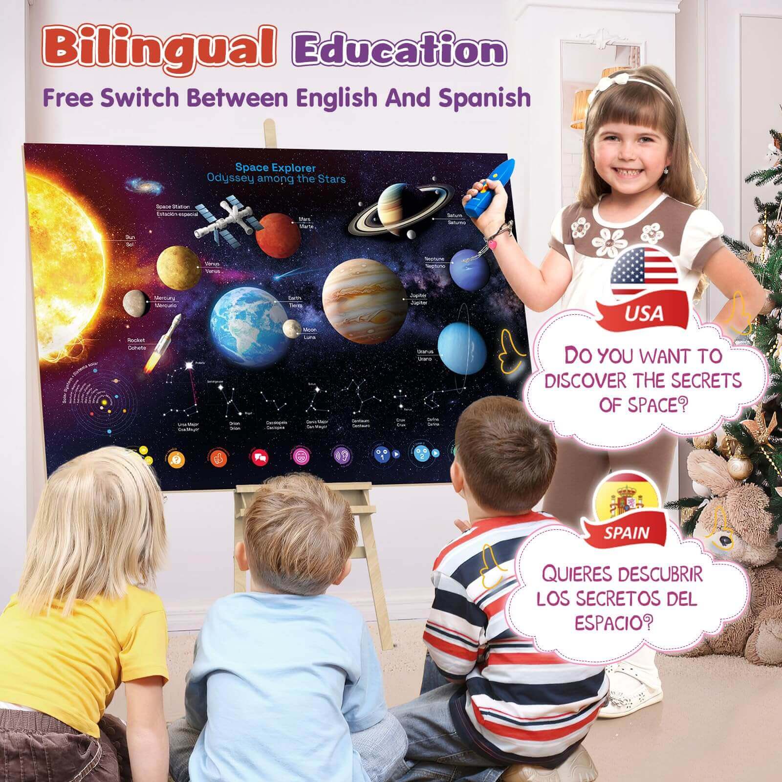 Qiaojoy Bilingual Interactive Solar System Poster